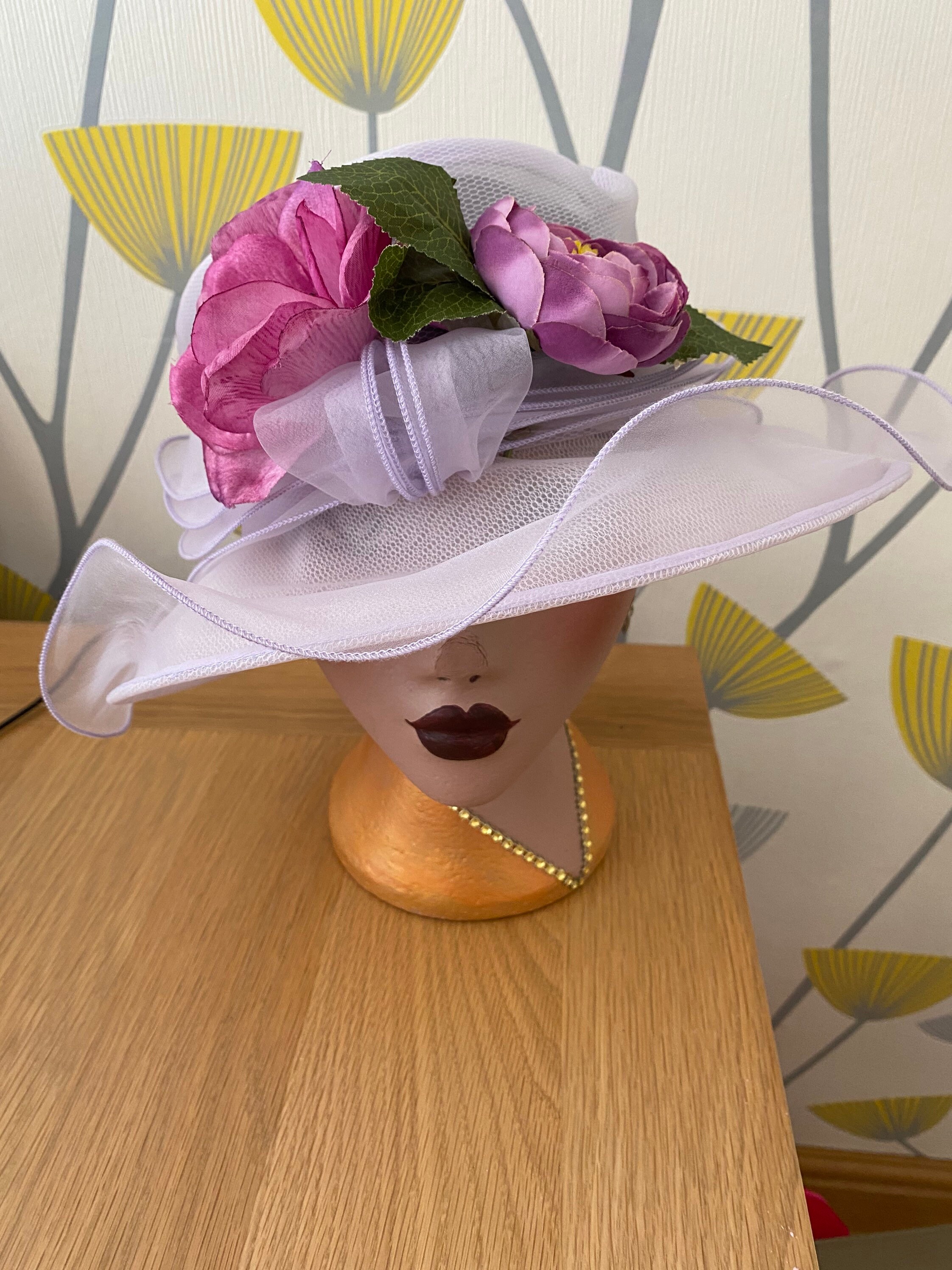 Ladies Tulle Hat Lilac uncrushable Tulle with flowers on front Etsy