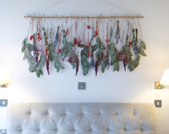 Large natural dry Eucalyptus and Lavender wall hanging 130cm 51 inch dried flowers wall  NOT FAUX from Kent, UK