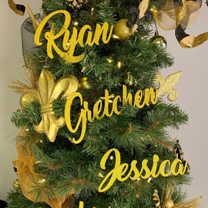 Custom Name Ornament-Wood Ornament-Personalized Laser Cut Ornament-Christmas Tree Glitter Ornament-Christmas Decorations-Tree Decor image 1