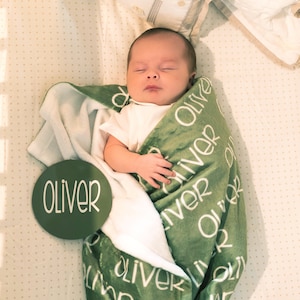 Personalized Baby Name Blanket & Sign Set: Minky Fleece, Newborn Gift
