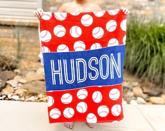 Personalized Baseball Beach Towel | Kids Team Gift