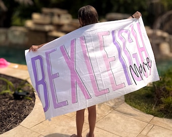 Personalized Beach Towel: Custom Name, Soft Kids & Adult Towel (30x60)