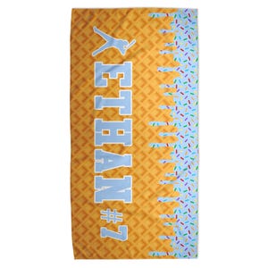 Serviette de plage personnalisée de baseball goutte à goutte crème glacée pour garçons, serviette de plage goutte à goutte, serviette de piscine, cadeau d'équipe, cadeau de baseball pour jeunes Light Blue