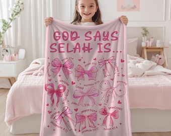 Personalized Minky Blanket - God Says I Am - Baby or Kids