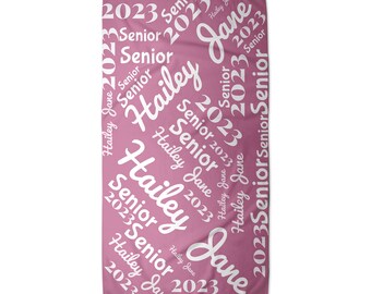 Senior 2023 Beach Towel | Colorful, Personalized With Name | Senior Class Gift | Custom Senior Beach Towel | 51 Color to choose from