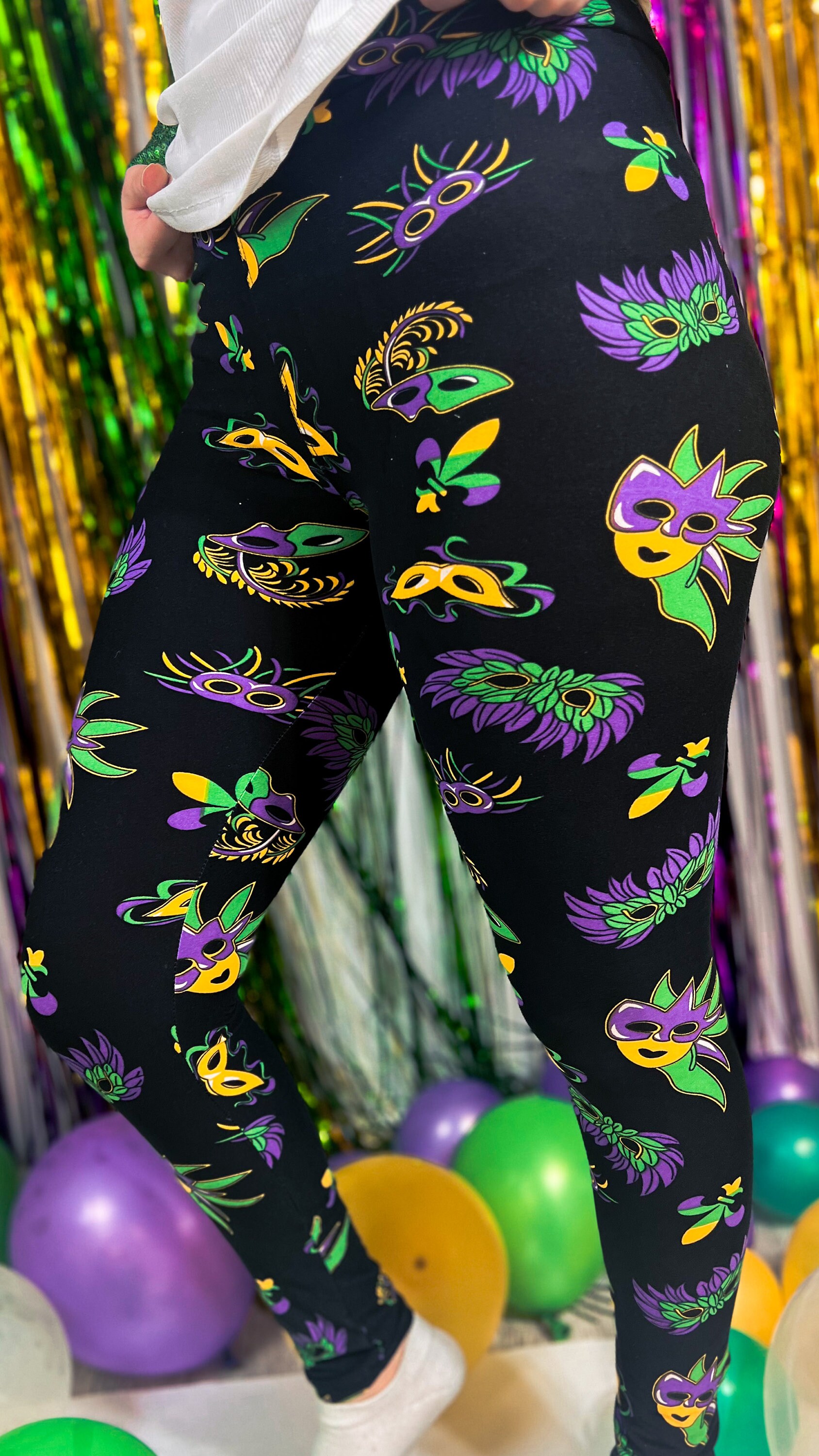 Mardi Gras Mask Leggings Mardi Gras Clothing Mardi Gras Womens Leggings 