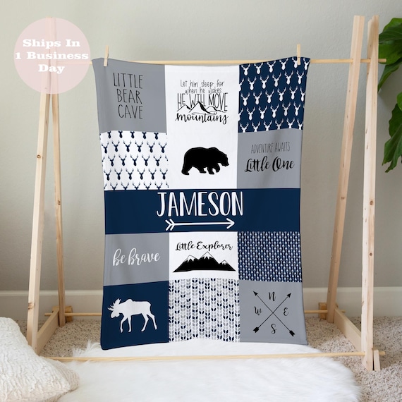 Woodland themed baby blanket sale