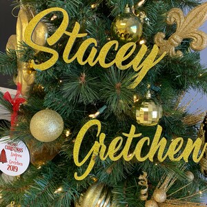 Custom Name Ornament-Wood Ornament-Personalized Laser Cut Ornament-Christmas Tree Glitter Ornament-Christmas Decorations-Tree Decor image 4