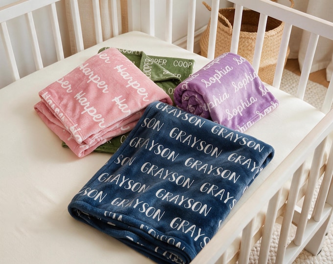Personalized Minky Baby Blanket: Custom Name Blanket, Newborn Gift