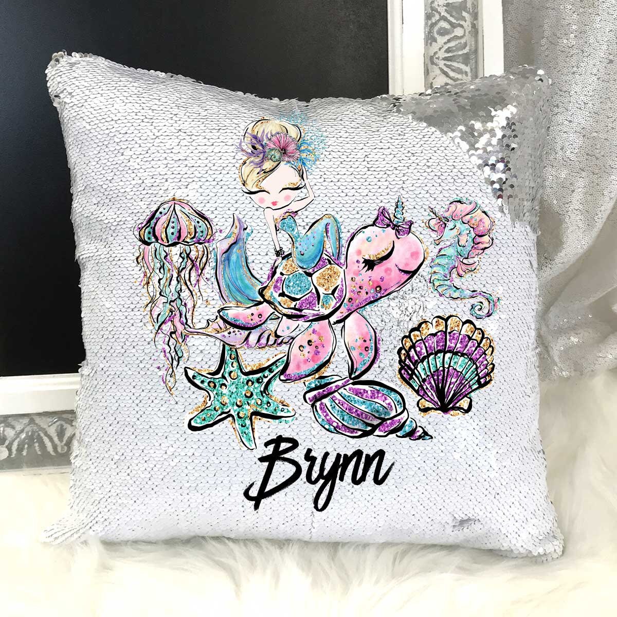 Personalized Mermaid Sequin Pillow Sequin Mermaid Pillow Etsy