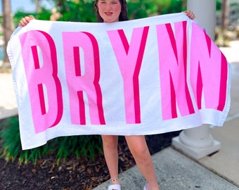 Personalized Kids Beach Towel: Shadow Block Custom Vacation Towel