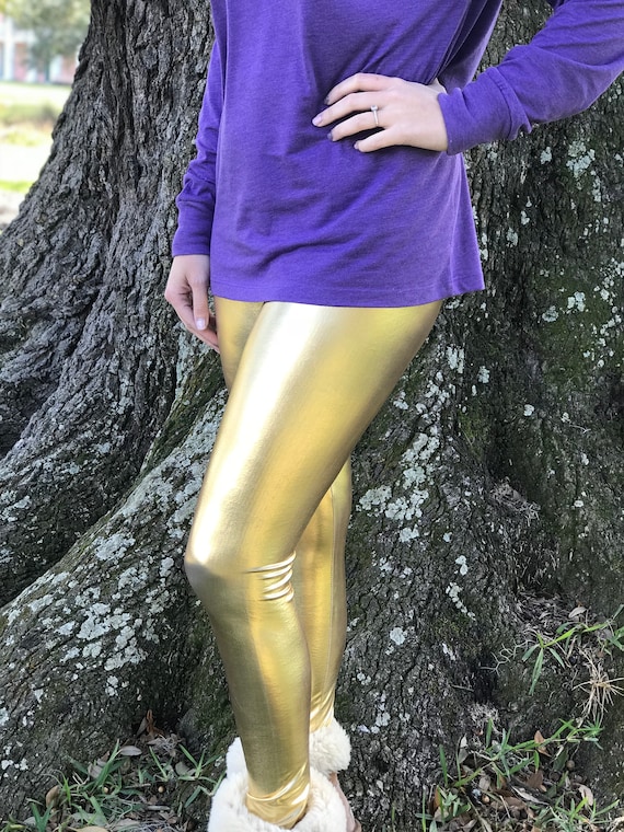 Mardi Gras Solid Gold Leggings} Women's Leggings} Gold Leggings} Mardi Gras}