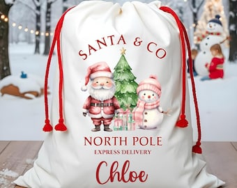 Santa Sack Personalized with Kids Name: Large Custom Christmas Gift Bag