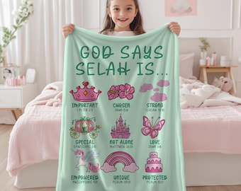 Personalized Minky Blanket: Princess Crown Design - God Says I Am