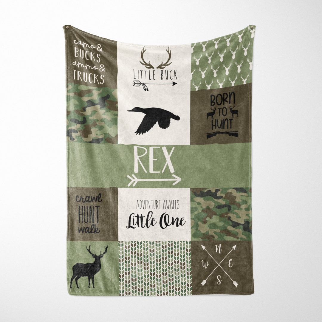 Personalized Hunting Theme Blanket Baby Blanket Boys Woodland Baby