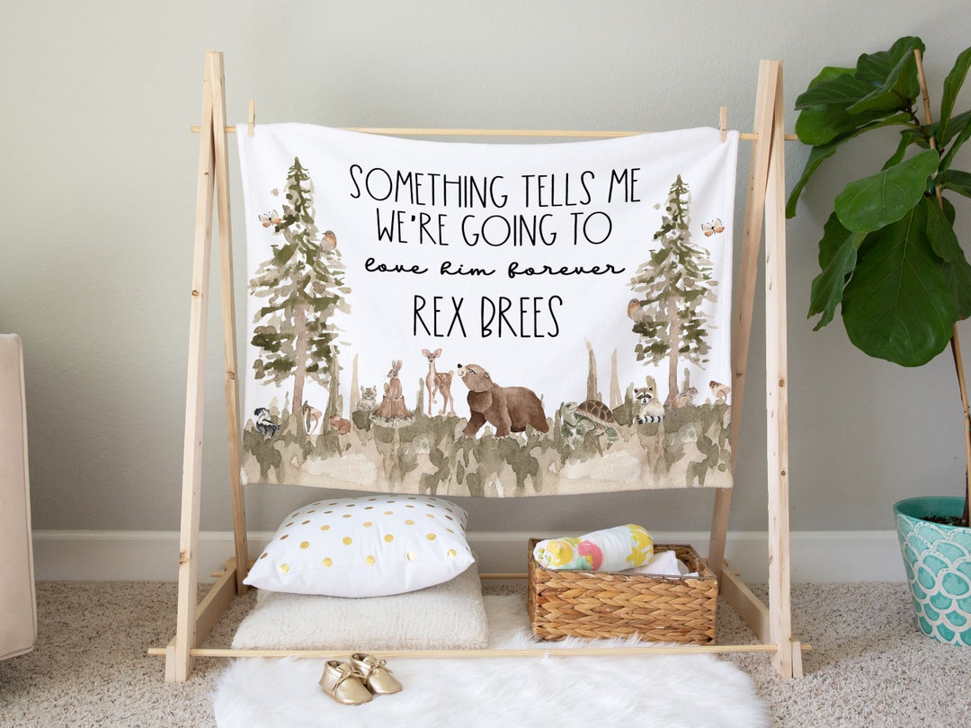 Woodland Theme Baby Blanket Personalized Baby Boy Blanket Gift Toddler