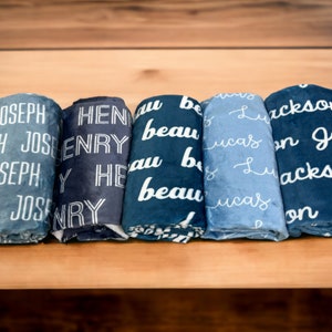 Blue Personalized Plush Minky Name Blanket  | Boy or Girl Baby Blanket Gift | Baby Shower Gift | Kids Blanket | Newborn Gift | CB