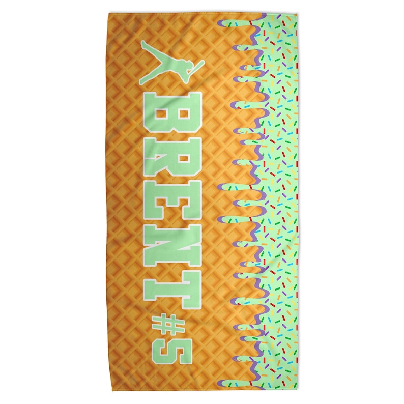Serviette de plage personnalisée de baseball goutte à goutte crème glacée pour garçons, serviette de plage goutte à goutte, serviette de piscine, cadeau d'équipe, cadeau de baseball pour jeunes Mint Green