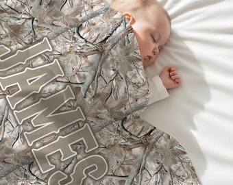 Personalized Minky Baby Blanket: Hunting Camouflage Blanket, Newborn Boy Gift