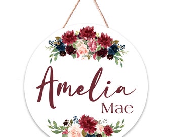 Maroon and Navy Personalized with Name Hanger | Hospital Door Hanger | Maroon and Navy Nursery Décor | Baby Photo Prop | Baby Gift Set | F3