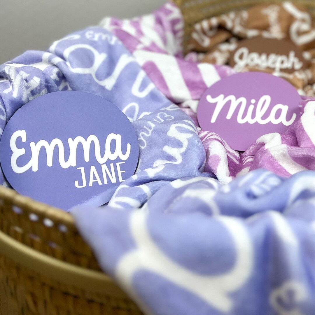 Personalized Name Collage Baby Blanket for Girls and Boys Custom Blanket Security Swaddle