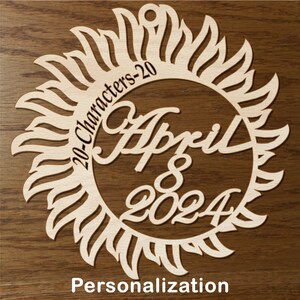 Ohio Total Solar Eclipse 2024 ornament wood cut decoration. Laser cut Ohio Solar Eclipse ornament Total Solar eclipse April 8, 2024 image 5