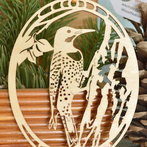 Wooden Northern Flicker ornament wood-cut Flicker decoration Lase cut Northern Flicker ornament