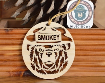 Smokey Bear pendant ornament wood cut decoration for jewelry making, crafting