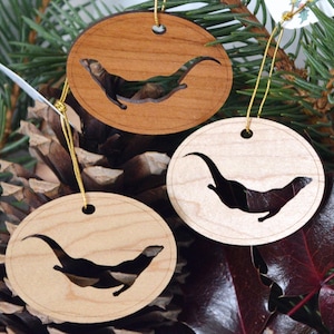 Swimming Sea Otter pendant, Set of three, wood cut ornaments for jewelry making, crafting