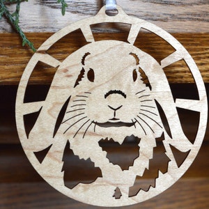 Lop Rabbit wood ornament wood-cut hanging decoration Wooden Lop-eared bunny ornament