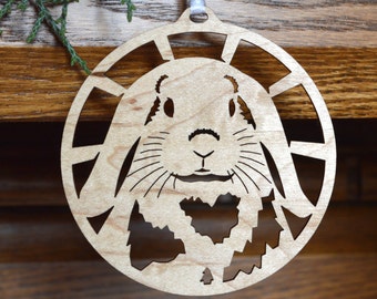 Lop Rabbit wood ornament wood-cut hanging decoration Wooden Lop-eared bunny ornament