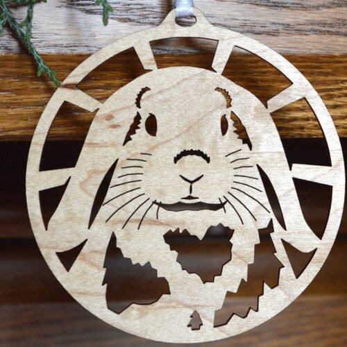 Lop Rabbit Wood Ornament Woodcut Hanging Decoration Wooden Etsy