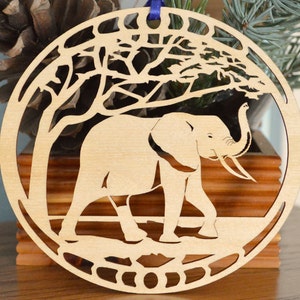 Wood Elephant ornament woodcut Elephant