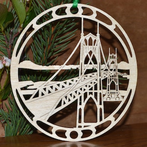 Bridge ornament wooden desk window decoration woodcut St Johns Bridge image 1