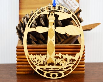 Cape Lookout Lighthouse ornament wooden decoration Woodcut lighthouse Cape Lookout Lighthouse ornament
