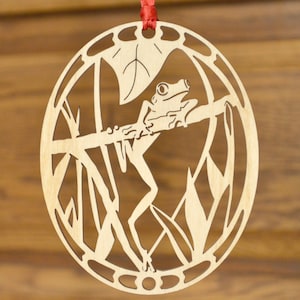 Wood Tree Frog ornament woodcut Tree frog decoration