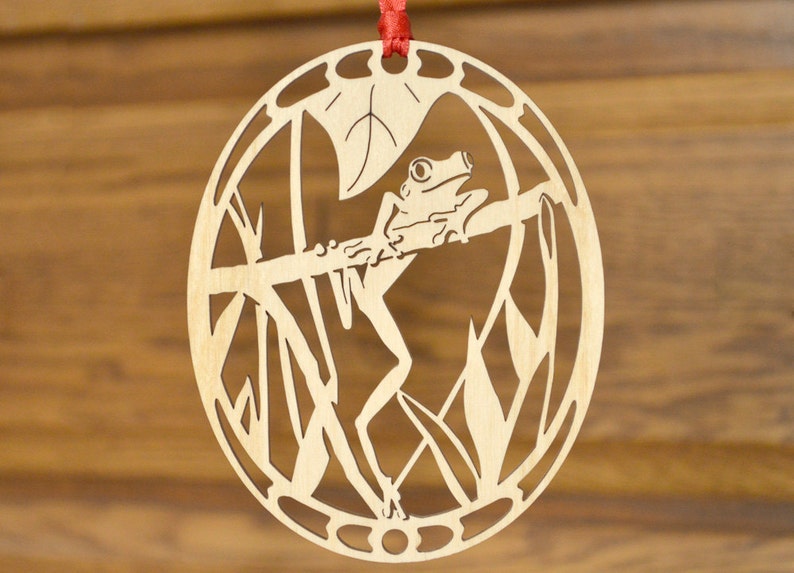 Wood Tree Frog Ornament Woodcut Tree Frog Decoration Etsy