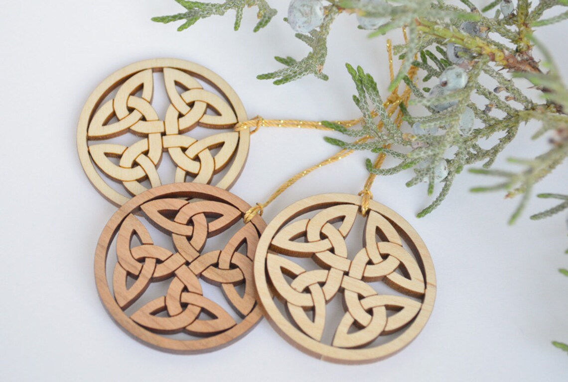 Wood Celtic Knot Ornament Woodcut Hanging Decoration Etsy