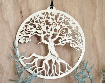 Tree of Life ornament Everlasting Love with hearts woodcut tree of life decoration, Beloved tree of Life