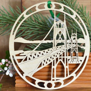 Bridge ornament wooden desk window decoration woodcut St Johns Bridge image 2