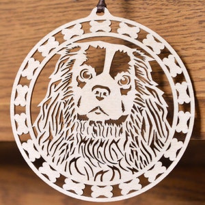 Dog ornament wood-cut Spaniel decoration woodcut dog ornament