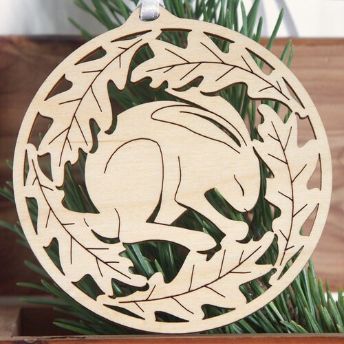 Rabbit Wood Ornament Woodcut Hanging Decoration Wooden Bunny Etsy