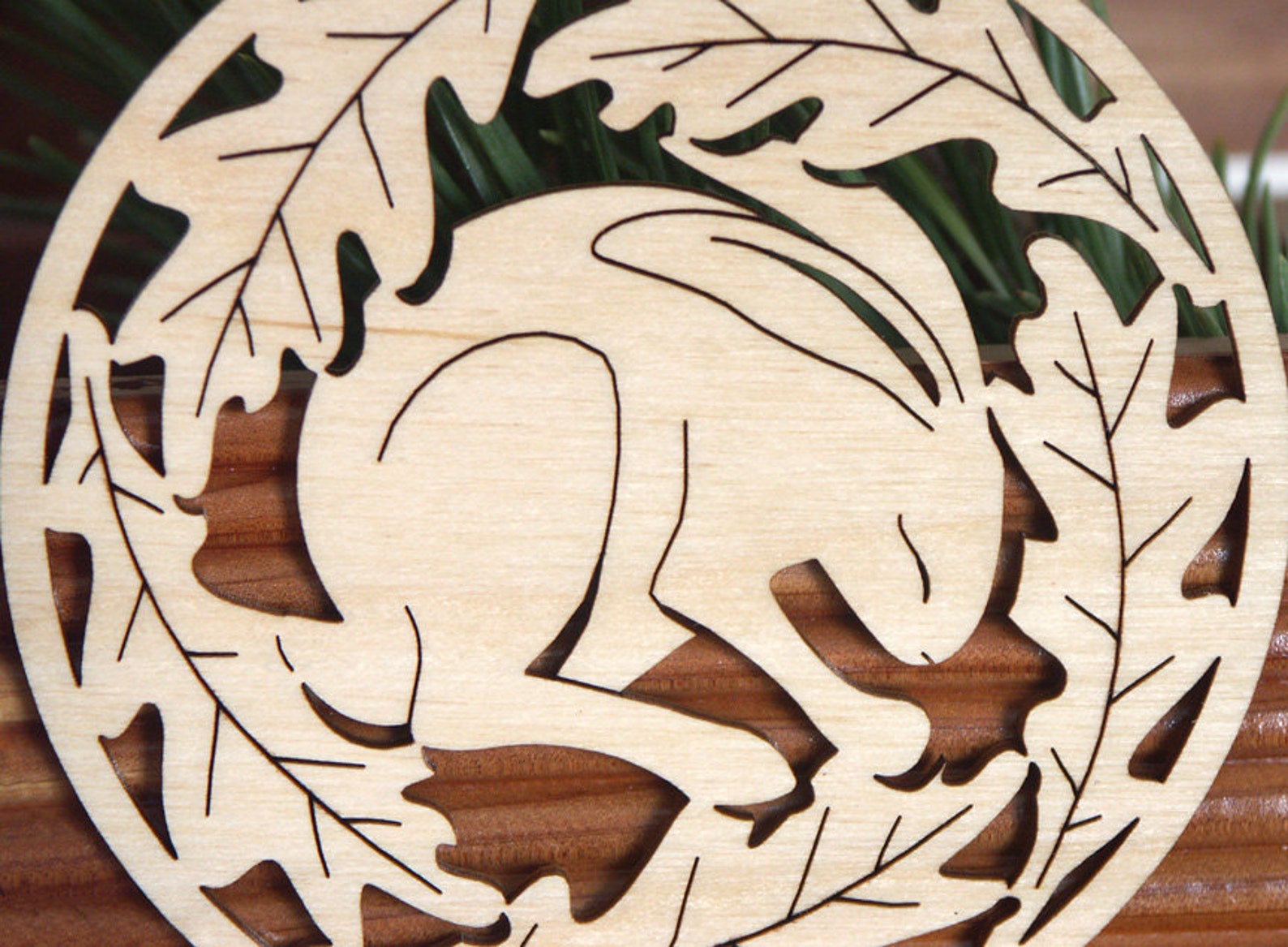 Rabbit Wood Ornament Wood-cut Hanging Decoration Wooden Bunny | Etsy