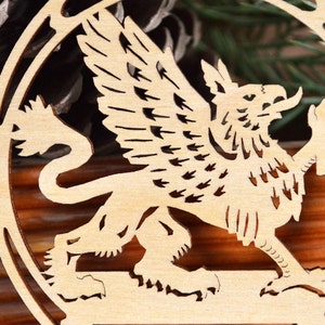 Griffin ornament wood-cut Griffon decoration woodcut Gryphon ornament image 3