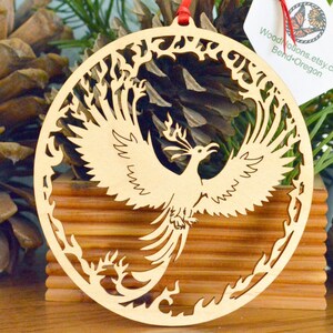 Wooden Phoenix ornament wood-cut Phoenix decoration Laser cut Phoenix ornament