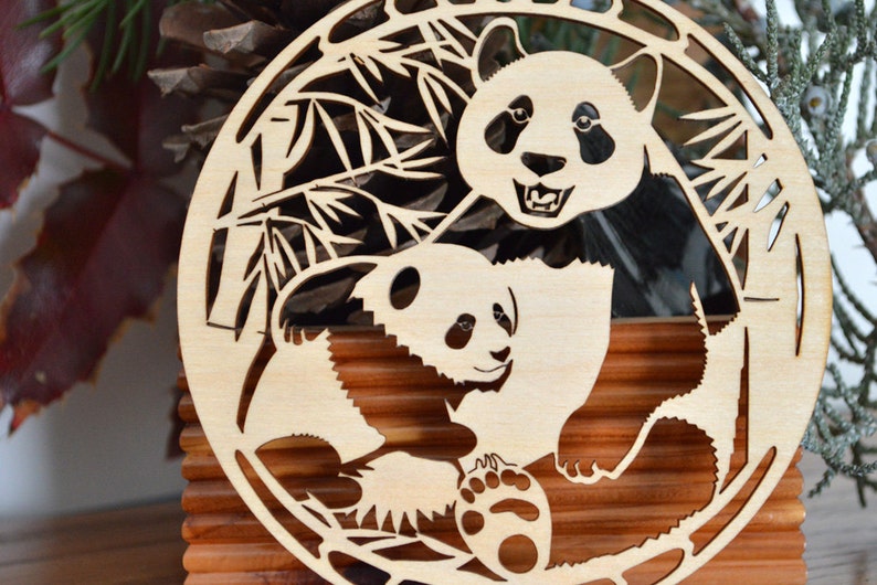 Wood Panda Bear ornament Wood cut Panda Ornament Panda | Etsy