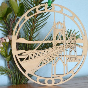 Bridge ornament wooden desk window decoration woodcut St Johns Bridge image 3