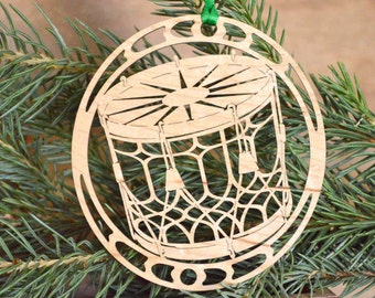 Wood drum ornament woodcut design woodcut snare drum decoration