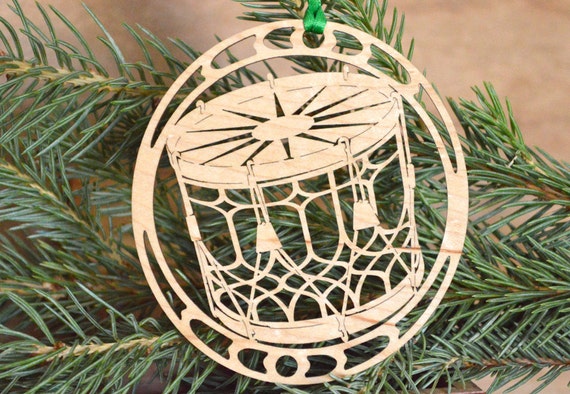 Wood drum ornament woodcut design woodcut snare drum decoration