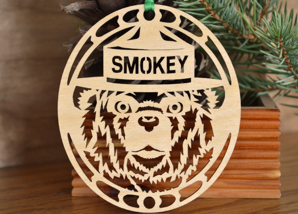 Smokey Bear Ornament Wood Cut Smokey the Bear Decoration Etsy